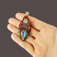 Image 2 of Silver Hamsa Labradorite Pendant