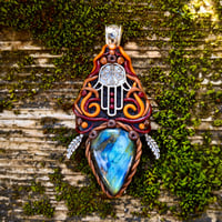 Image 1 of Silver Hamsa Labradorite Pendant