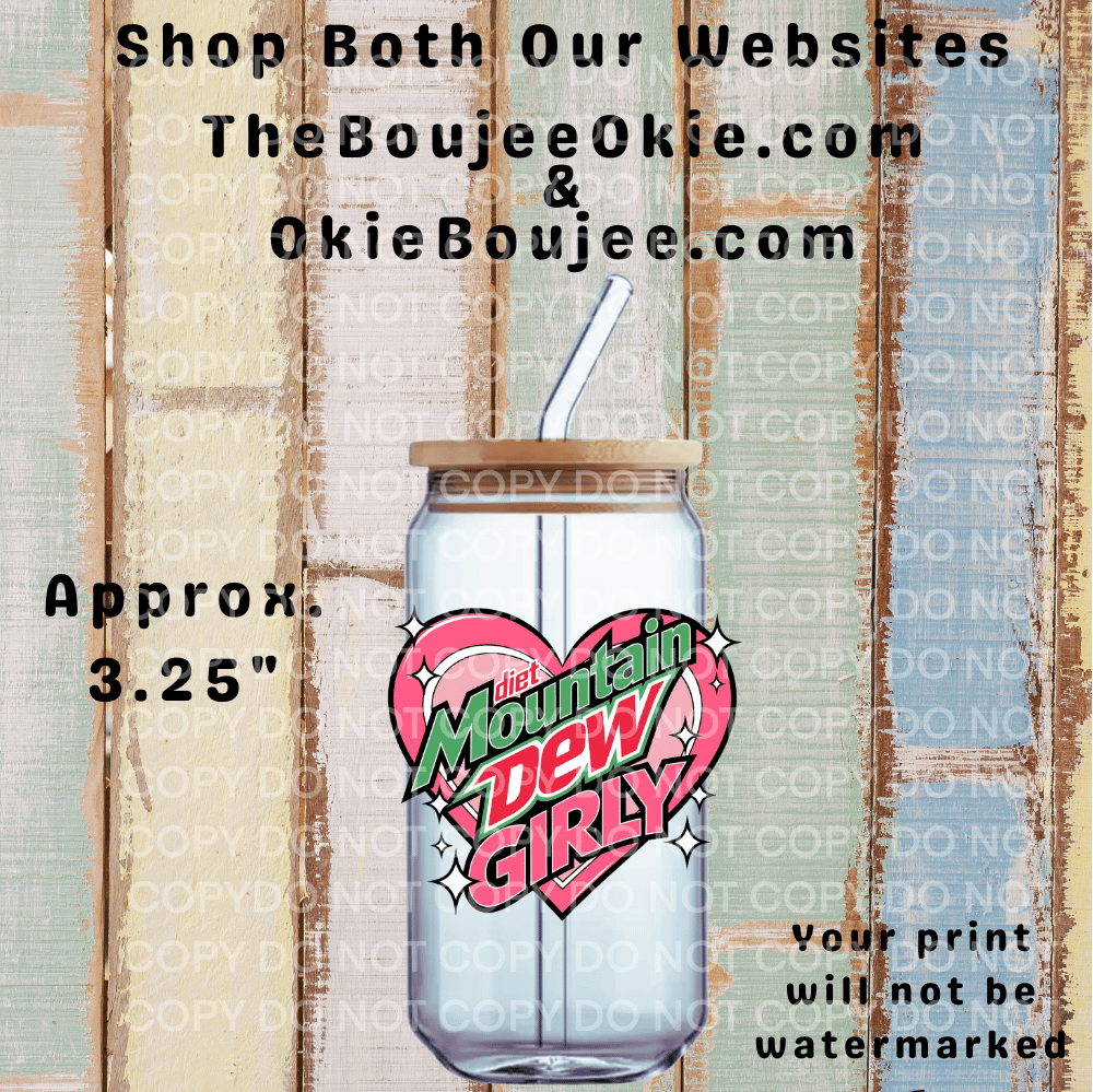 Image of Diet Mountain Dew Girly Heart Single Sided Uv Dtf Decal T4