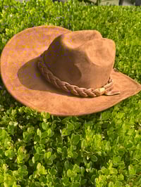Image 2 of Cognac Large Brim Cowboy Hat w/Braided Band