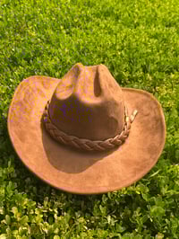 Image 1 of Cognac Large Brim Cowboy Hat w/Braided Band