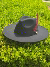Image 1 of Large Black Fedora w/Removable Feather