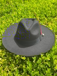 Image 2 of Large Black Fedora w/Removable Feather