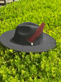 Image 3 of Large Black Fedora w/Removable Feather