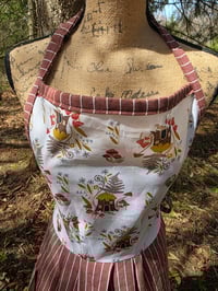 Image 6 of Cotton Apron in Mushrooms & Mocha Stripes