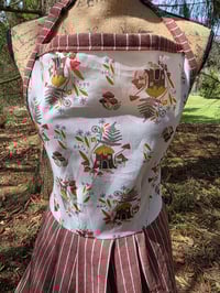 Image 2 of Cotton Apron in Mushrooms & Mocha Stripes