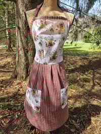 Image 1 of Cotton Apron in Mushrooms & Mocha Stripes