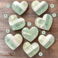 Image 5 of Seafoam Green Calcite Hearts, Green Crystal Heart, Pistachio Calcite, For clearing negative emotions