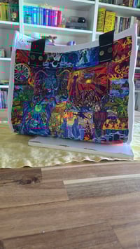 Image 1 of Stained glass Middle Earth quilted tote bag 