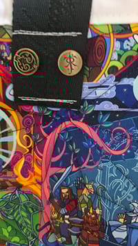 Image 3 of Stained glass Middle Earth quilted tote bag 