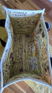 Image 4 of Stained glass Middle Earth quilted tote bag 