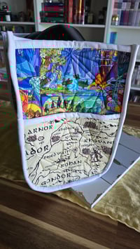 Image 2 of Stained glass Middle Earth quilted tote bag 