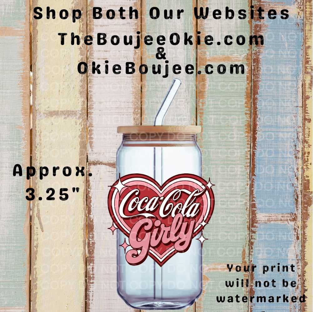 Image of Coca Cola Girly Heart  Uv Dtf Decal     T7