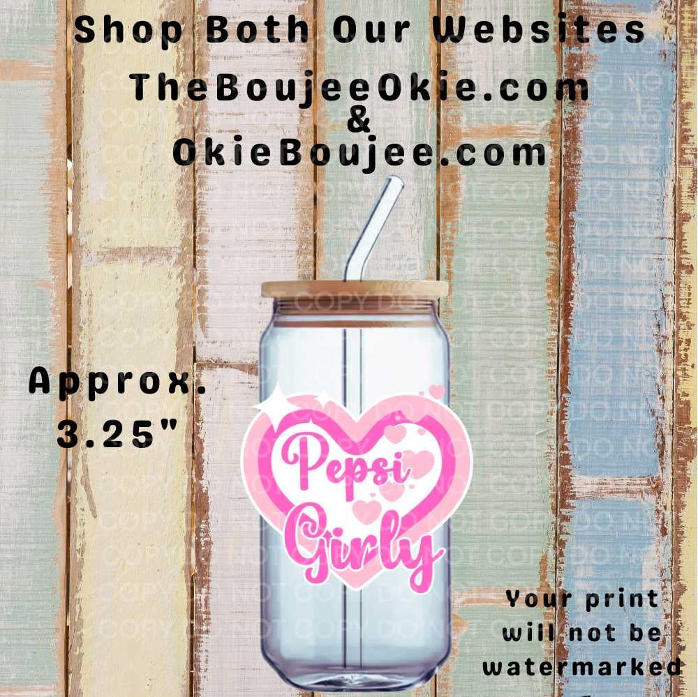 Image of Pepsi Girly Heart Uv Dtf Decal T6