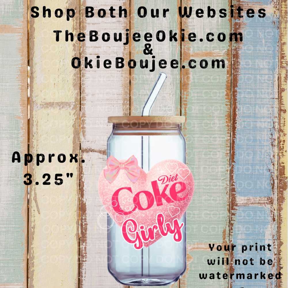Image of Diet Coke Girly Heart Uv Dtf Decal T3