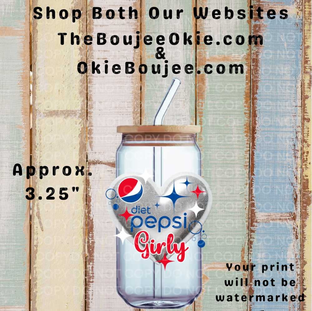 Image of Diet Pepsi Girly Uv Dtf Decal T8