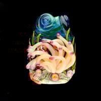 Image 1 of XXXL. Clownfish Family in a Pale Peach Anemone - Flamework Glass Sculpture