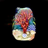 Image 3 of XXXL. Clownfish Family in a Pale Peach Anemone - Flamework Glass Sculpture