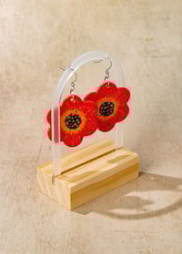 Image 1 of Poppy Flower Dangle Earrings
