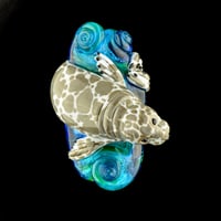 Image 1 of XXXXL. Diving Harbor Seal Glass Sculpture #1 - Flamework Glass Sculpture