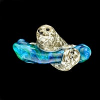 Image 3 of XXXXL. Diving Harbor Seal Glass Sculpture #1 - Flamework Glass Sculpture