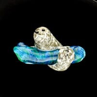 Image 4 of XXXXL. Diving Harbor Seal Glass Sculpture #1 - Flamework Glass Sculpture