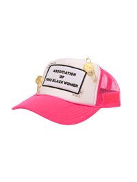 Image 1 of Nefertiti Bossed Up White X Pink Trucker Hat