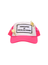 Image 2 of Nefertiti Bossed Up White X Pink Trucker Hat