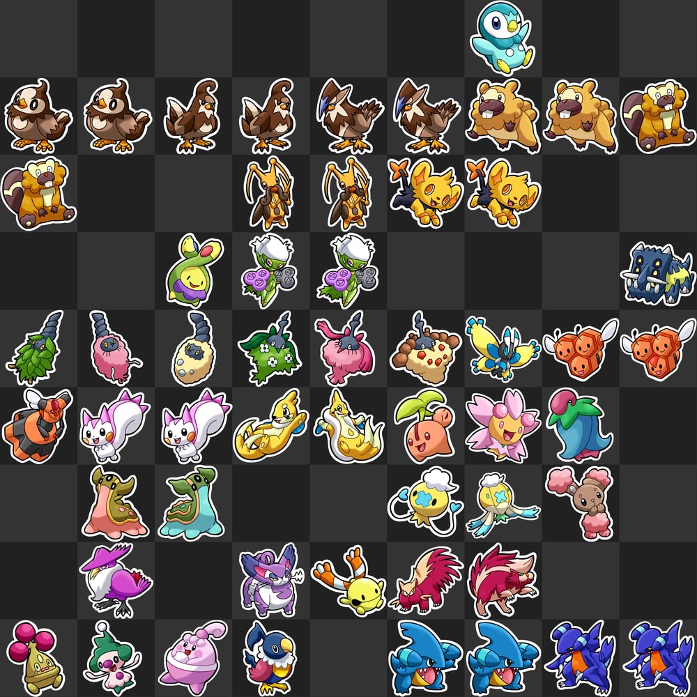Sinnoh / Gen 4 Pokemon Kiss-Cut Vinyl Stickers