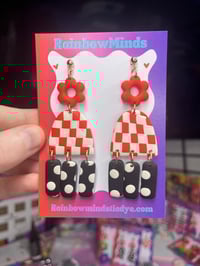 Image 2 of Checkered love earrings 
