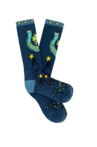 Fringe Lucky Horseshoe Blue Performance Socks