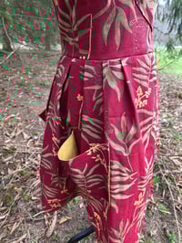 Image 6 of Linen Pinafore Apron in Burgundy & Palms