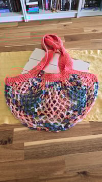 Image 1 of Coral Haze - small mesh market bag 