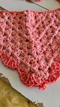 Image 2 of Hi Barbie - solid pink crochet bandana 