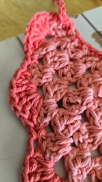 Image 3 of Hi Barbie - solid pink crochet bandana 