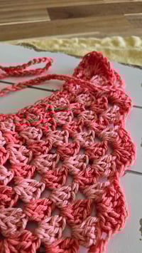 Image 3 of Hi Barbie - checkered pink crochet bandana 