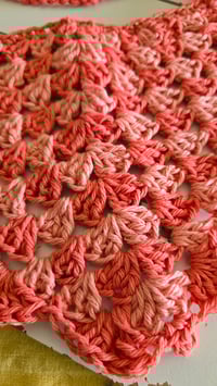 Image 4 of Hi Barbie - checkered pink crochet bandana 