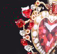 Image 5 of Giantgem - Heavily jewelled Ruby heart T shirt 