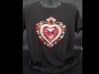 Image 1 of Giantgem - Heavily jewelled Ruby heart T shirt 