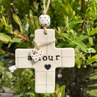 Croix Carrée AMOUR Torchon