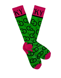 High Maintenance Cowgirl Kelly Green/Pink Performance Socks