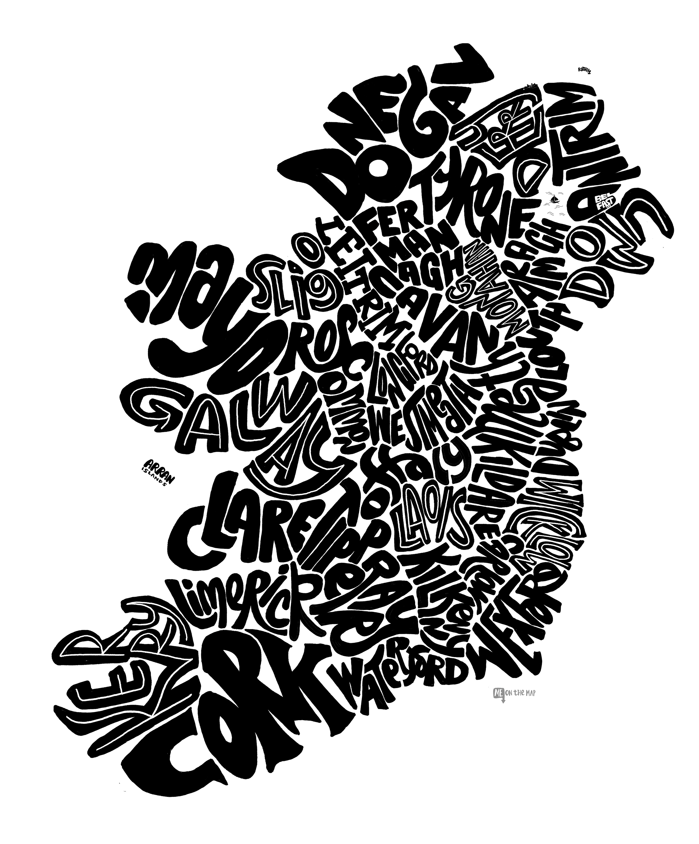 Image of Ireland Type Map - Northern Ireland and Republic of Ireland