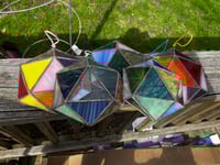 Image 1 of Stained Glass D20 hanging (multiple)