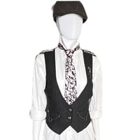 Image 1 of Women's Last Kiss Vest Reworked w- Silver shoulder epaulets skull & cross design & pocket chains