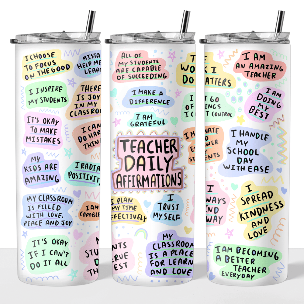 Image of Teacher Daily Affirmations 20oz Tumbler🍎