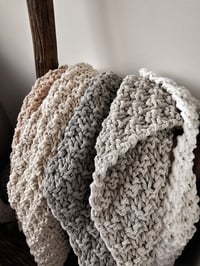 Image 3 of Spring Towel Hand knitted Neutral Tones for a Rustic Kitchen or Bath  100% Recycled Cotton Yarn  