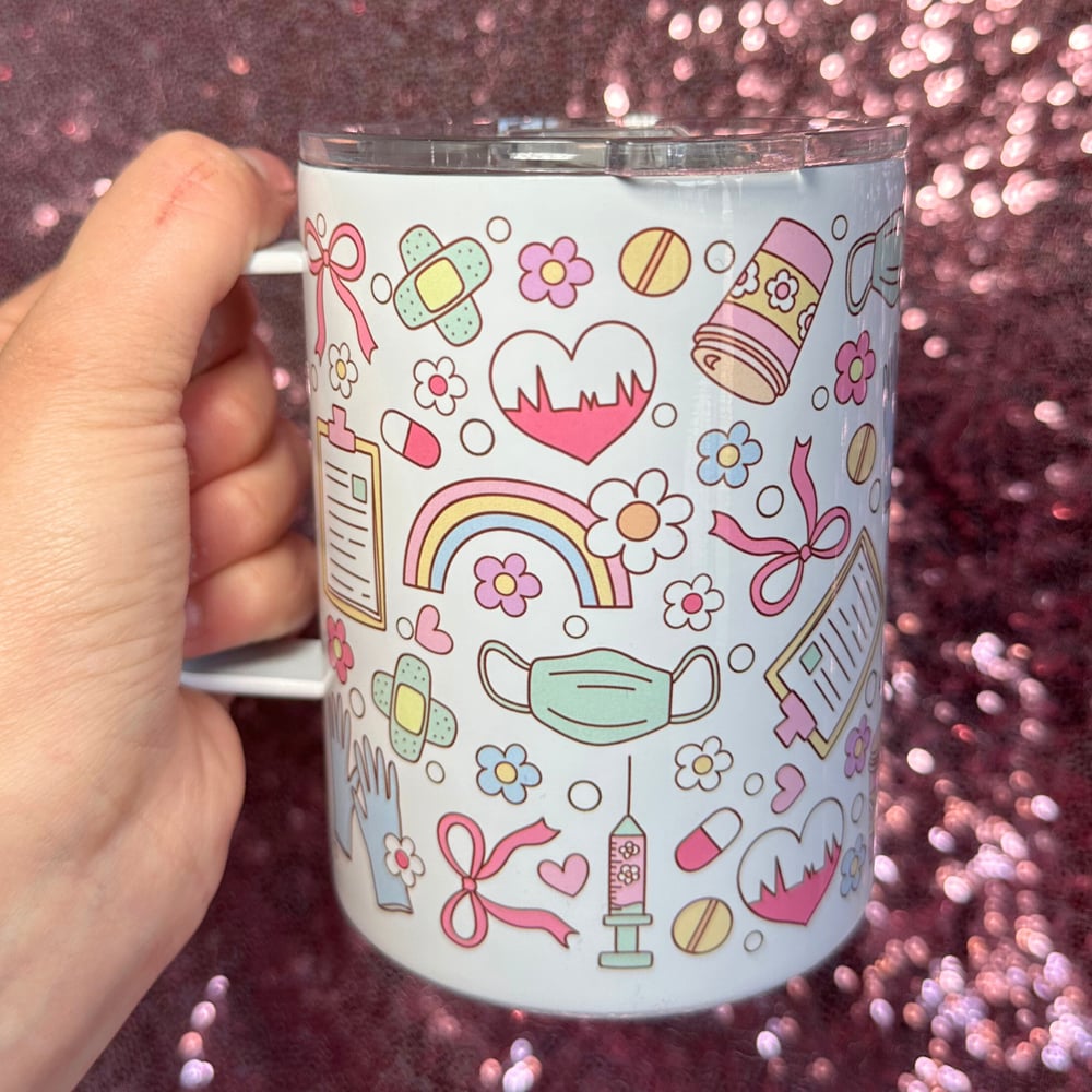 Image of Cute Pastel Nurse 12oz Stainless Steel Mug💖