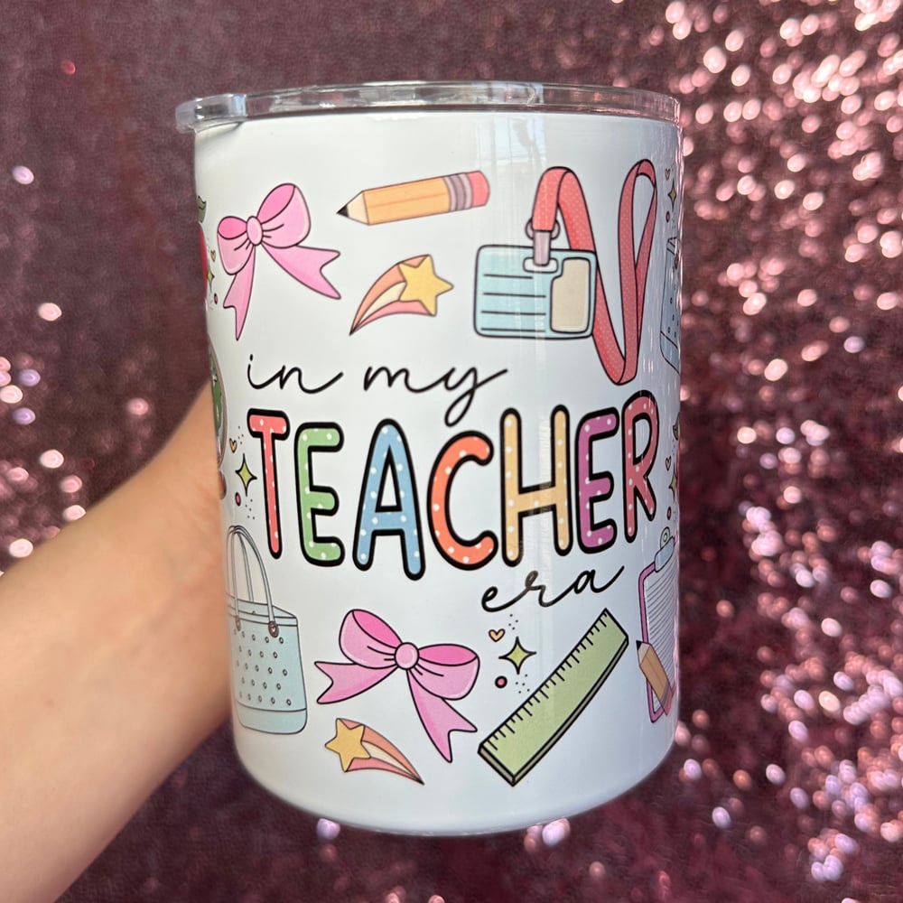 Image of In My Teacher Era 12oz Stainless Steel Mug🍎💖