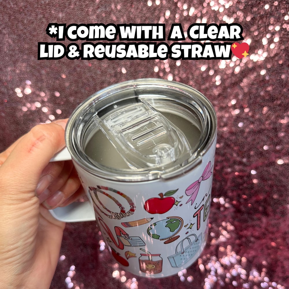 Image of In My Teacher Era 12oz Stainless Steel Mug🍎💖