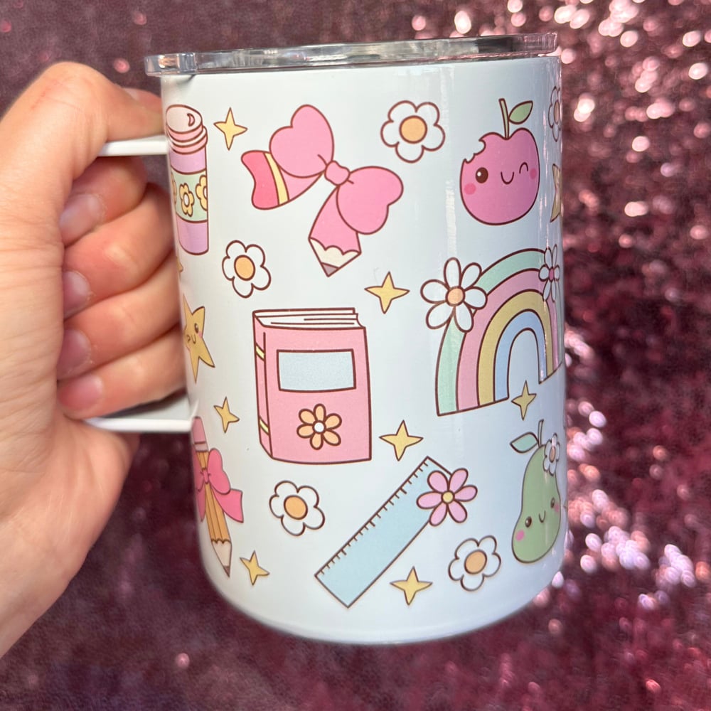 Image of Cute Pastel Teacher 12oz Stainless Steel Mug🍎💕